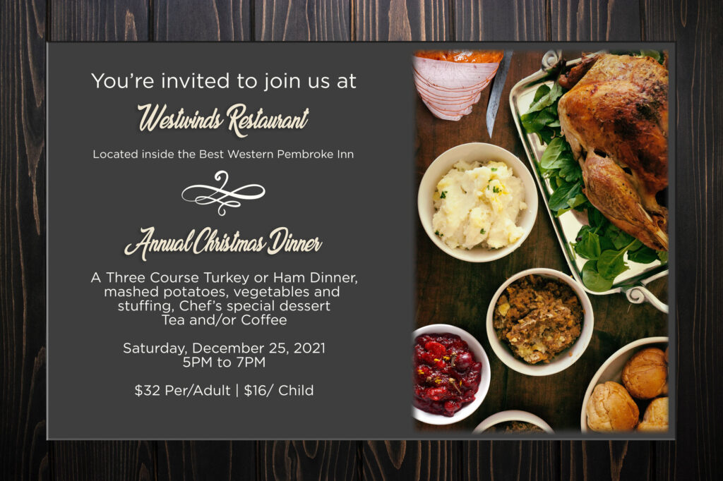 Your invitation to Christmas Dinner at Westwinds